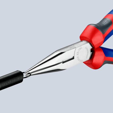 Knipex Flachrundzange mit Schneide (Radiozange) 25 05 160 verchromt mit Comfort-Griffen 160 mm
