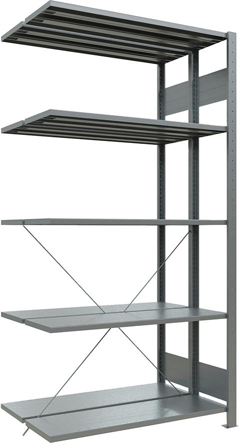 SCHULTE Lagertechnik Doppel-Steck-Anbauregal RAL 7035 lichtgrau, Tragkraft 150 kg