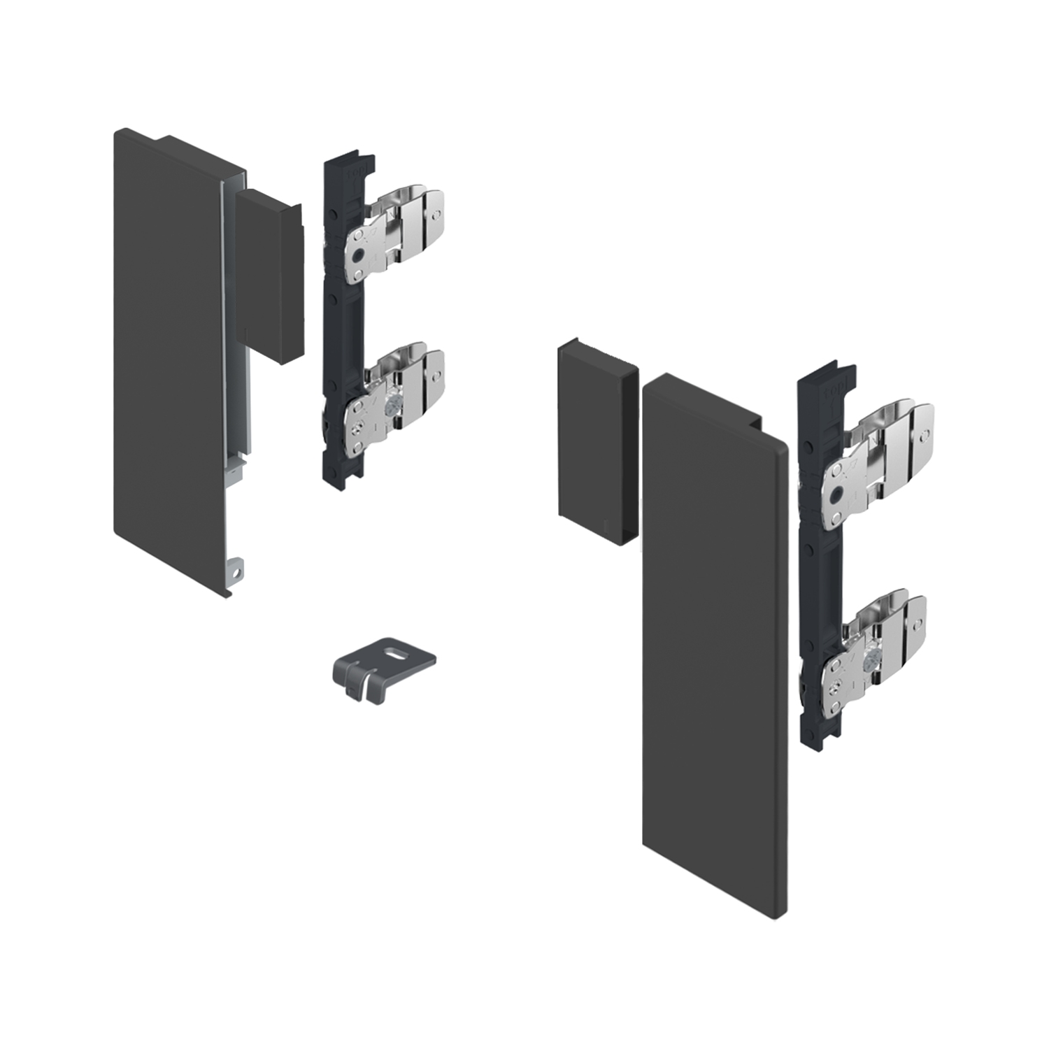 HETTICH AvanTech YOU Set Verbinder für gestaltbare Innenfront, Systemhöhe 187, anthrazit, Für Zarge mit Illumination