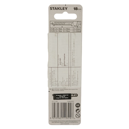 Stanley Abbrechklinge 18mm Spender 10 St