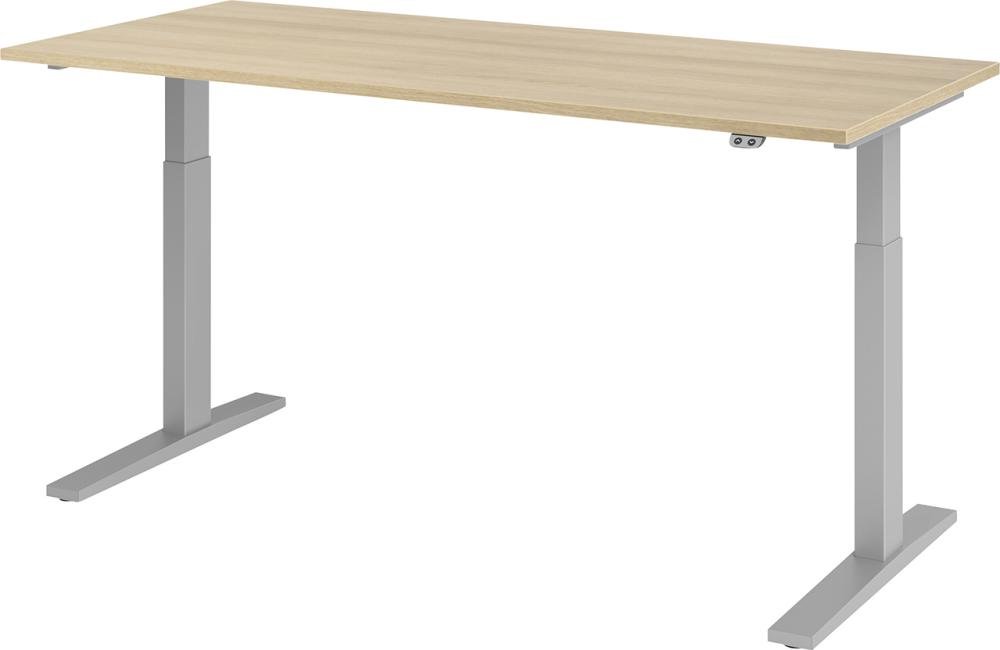 Hammerbacher Schreibtisch höhenvers. 1800x800x700-1200 mm Gestell silber, Platte Eiche