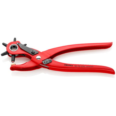 Knipex Revolverlochzange 90 70 220 rot pulverbeschichtet 220 mm 6 Lochpfeifen Ø 2-5 mm
