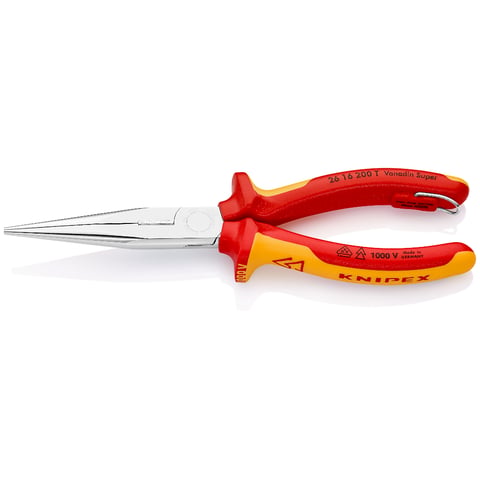 Knipex Flachrundzange mit Schneide 26 16 200 T VDE-geprüft mit Befestigungsöse
