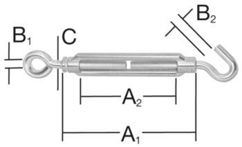 Vormann Spannschloss Haken/Öse Edelstahl (V2A) 70/52 x 8,0/8,0 x M5