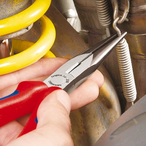 Knipex Flachrundzange mit Schneide (Storchschnabelzange) 26 21 200 200mm Kunststoff-Griff