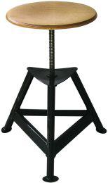 Produktbild Bandstahl-Drehhocker Holz Rundsitz, RAL 9005 Dreibein, Höhe 400-600mm Sitzfläche D 350 mm