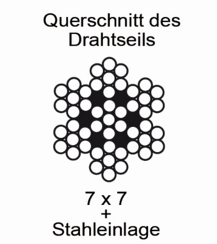 Vormann Stahldrahtseil 4mm 7x7+Stahlkern Edelstahl V4A 100 Meter