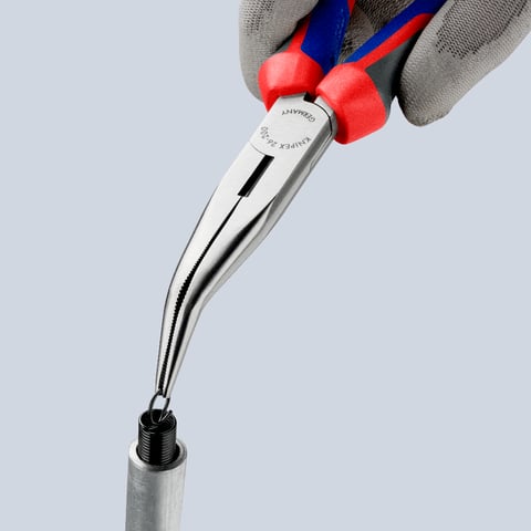 Knipex Flachrundzange mit Schneide (Storchschnabelzange) 26 22 200, 200 mm, schwarz atramentiert, Comfort-Griffe
