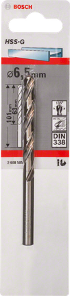 Bosch HSS-G Metallbohrer 6,5 mm DIN 338., Metallbohrer, HSS-G, 6,5 mm, Spiralbohrer, DIN 338