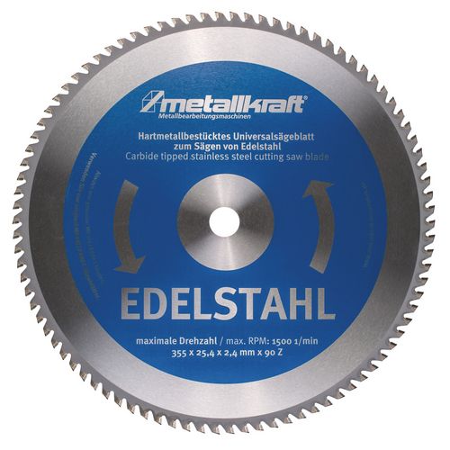 Stürmer METALLKRAFT Sägeblatt für Edelstahl Ø 355 x 2,4 x 25,4 mm HM 90 Zähne