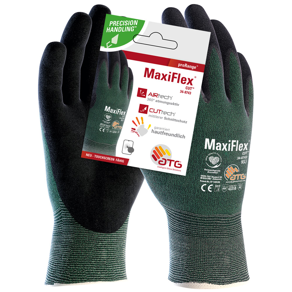 ATG® MaxiFlex® Cut™ Nylon-Strickhandschuhe (34-8743 HCT), SB-Verpackung