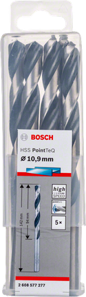 Bosch HSS PointTeQ 10.9mm drill bit set., Spiralbohrer, HSS-Stahl, 10,9 mm, 5er-Set, Metallbohrer