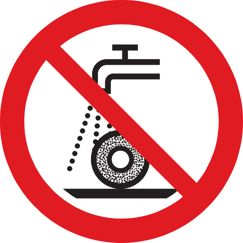 Safety pictogram Do not use for wet grinding (ISO 7010)