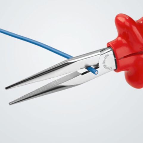 Knipex 26 17 200 Flachrundzange mit Schneide (Storchschnabelzange) tauchisoliert VDE 200mm