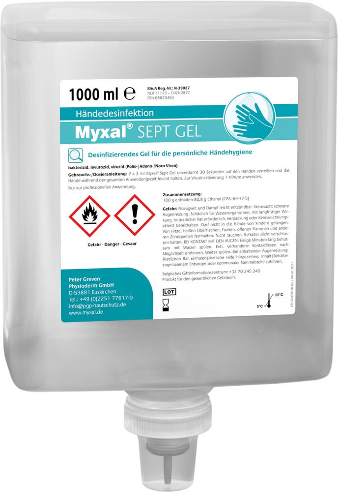 Greven Myxal SEPT Gel 1000 ml Neptuneflasche Desinfizierendes Gel Myxal