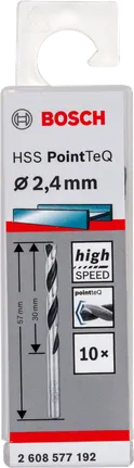 Bosch HSS PointTeQ 2.4mm high speed drill bit pack.