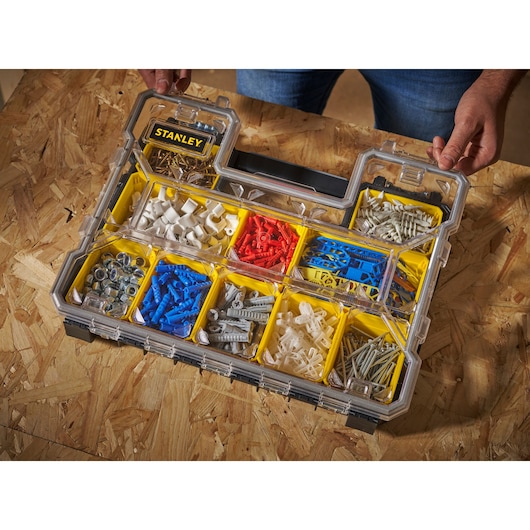 Stanley FatMax Profi-Organizer flach 1-97-517 mit Metallverschlüssen und 10 Fächern
