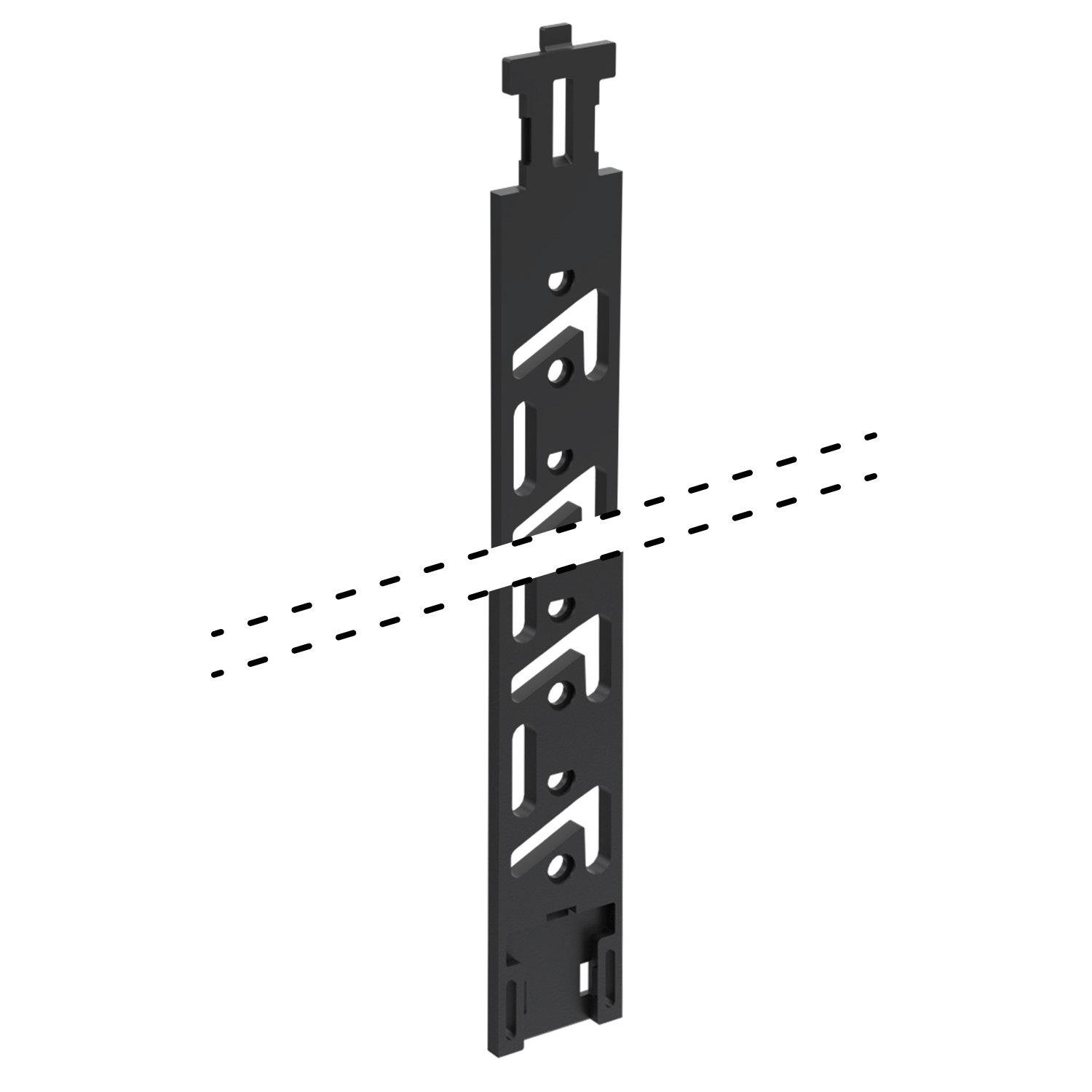 Produktbild, Rackmontage, Schienenprofil, Metallstreifen, Hohmuster, Montageschiene