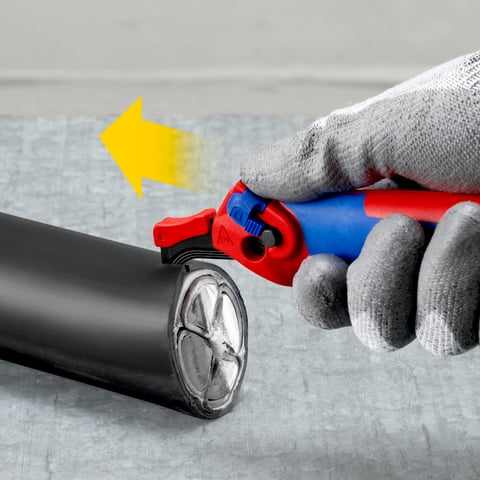 Knipex Abmantelungsmesser 16 50 145 SB mit Gleitschuh und Ratschenfunktion