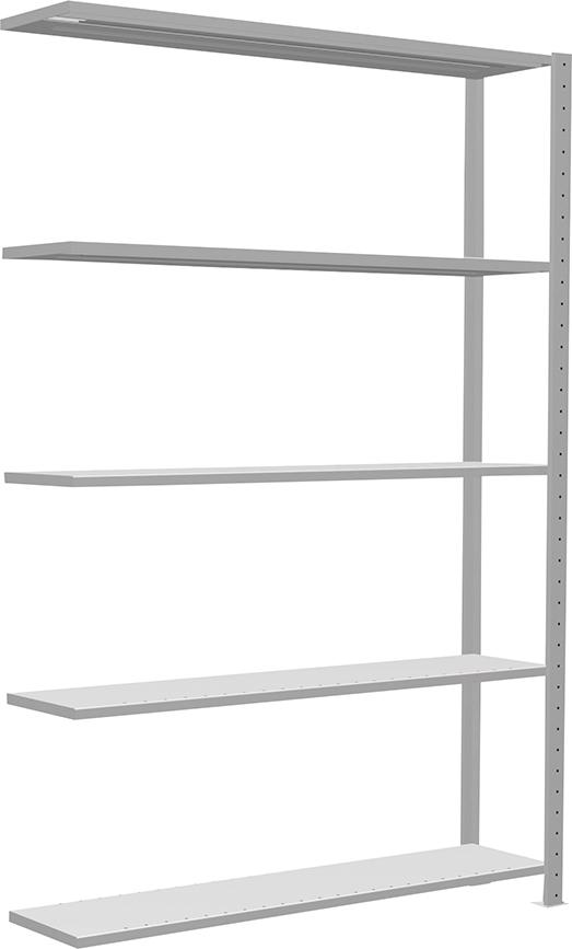 SCHULTE Lagertechnik Steckregal B1300xT300xH2000 mm Anbaufeld 5 Böden RAL 7035 Fachlast 150kg