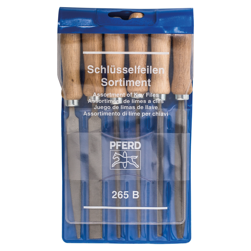 Pferd Schlüsselfeilen-Set mit Holzheft 6-tlg. 100mm Hieb 2 für filigrane