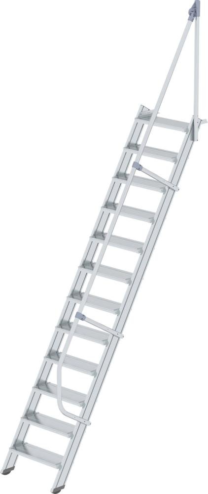 MUNK Alu-Treppe 60 Grad 12 Stufen B 600 mm lichte Höhe 2900 mm Ausladung 1891 mm