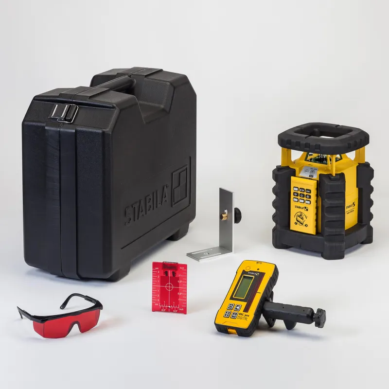 Stabila Rotationslaser LAR 350, 7-teil. Set, selbstnivellierend, manuelle 2-Achsen-Neigung, motorgesteuert, Fernbedienung mit Bewegungssteuerung, wasser- und staubdicht nach IP 65, inkl. Receiver