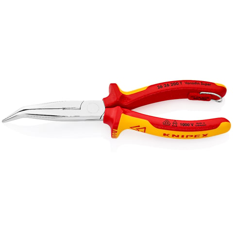 Knipex Flachrundzange mit Schneide (Storchschnabelzange) 26 26 200 T VDE isoliert verchromt 200 mm