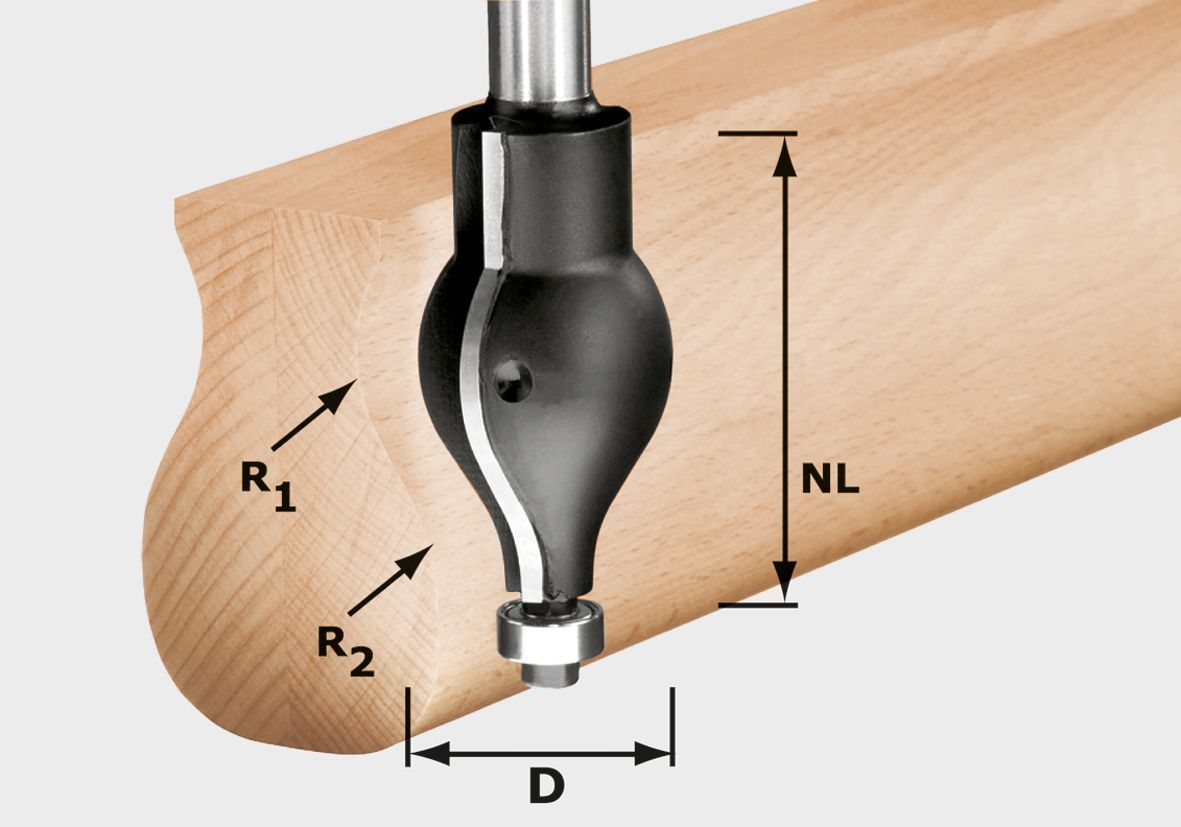 Profilfräser HW R20.5/16/D32/57 S12, Holz, Sperrholz