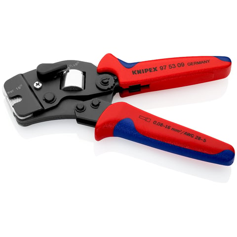 Knipex 97 53 09 Selbsteinstellende Crimpzange für Aderendhülsen mit Fronteinführung 0,08-16 mm²