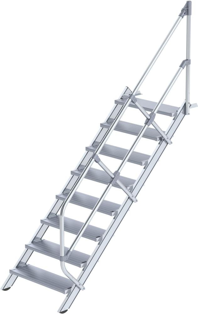 MUNK Alu-Treppe 45 Grad 8 Stufen B 800 mm lichte Höhe 1670 mm Ausladung 1924 mm