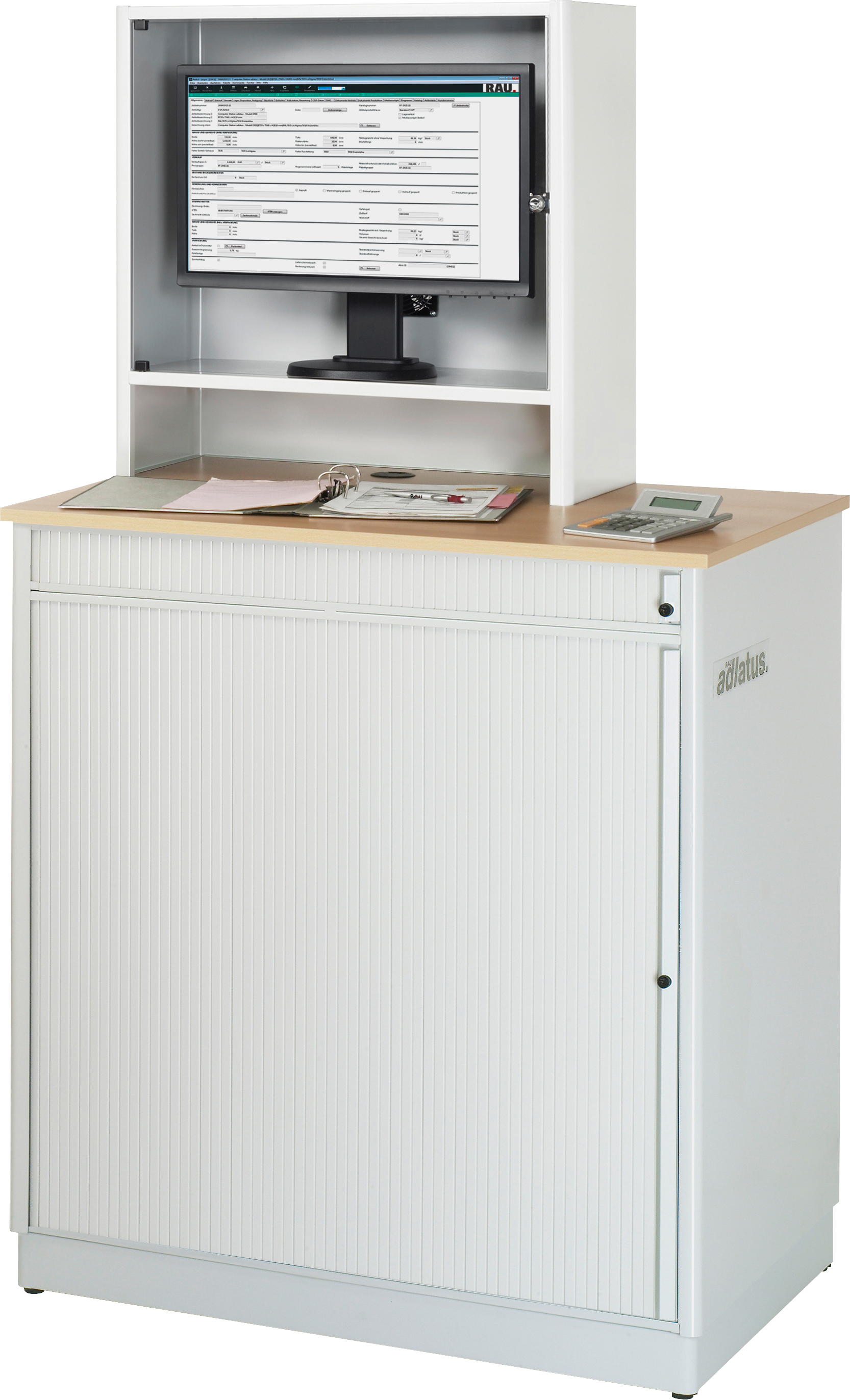 Rau Computer-Station adlatus Modell 2615 stationär mit Monitorgehäuse