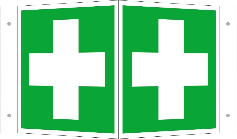 Hinweisschild Alu B200xH200 mm Winkel Erste Hilfe langnachleuchtend