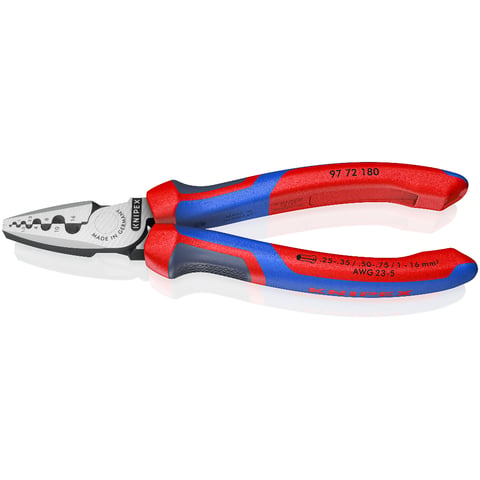 Knipex Crimpzange für Aderendhülsen 97 72 180 mit Comfort-Griffen 180 mm 0,25-16 mm²