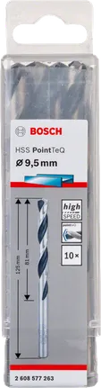 Bosch HSS PointTeQ 9.5mm twist drill bit pack.