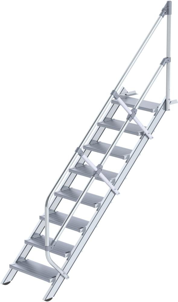 MUNK Alu-Treppe 45 Grad 8 Stufen B 600 mm lichte Höhe 1670 mm Ausladung 1924 mm