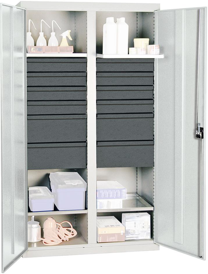 Stumpf Werkzeug- und Materialschrank Serie 3000, 12 Schubladen, 4 Wannenboden, Mitteltrennwand