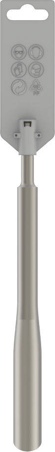 PRO SDS plus Hohlmeißel, Edelstahl, Metallstiel, grauer Kunststoff, Aufhängelasche, zylindrische Form