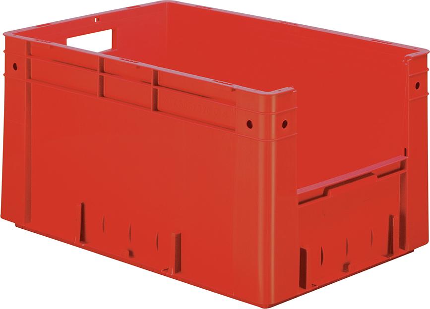 LA-KA-PE Sichtlagerkasten rot B400xT600xH320 mm Auflast 600kg, VE 2 Stk. mit Griffloch LA-KA-PE