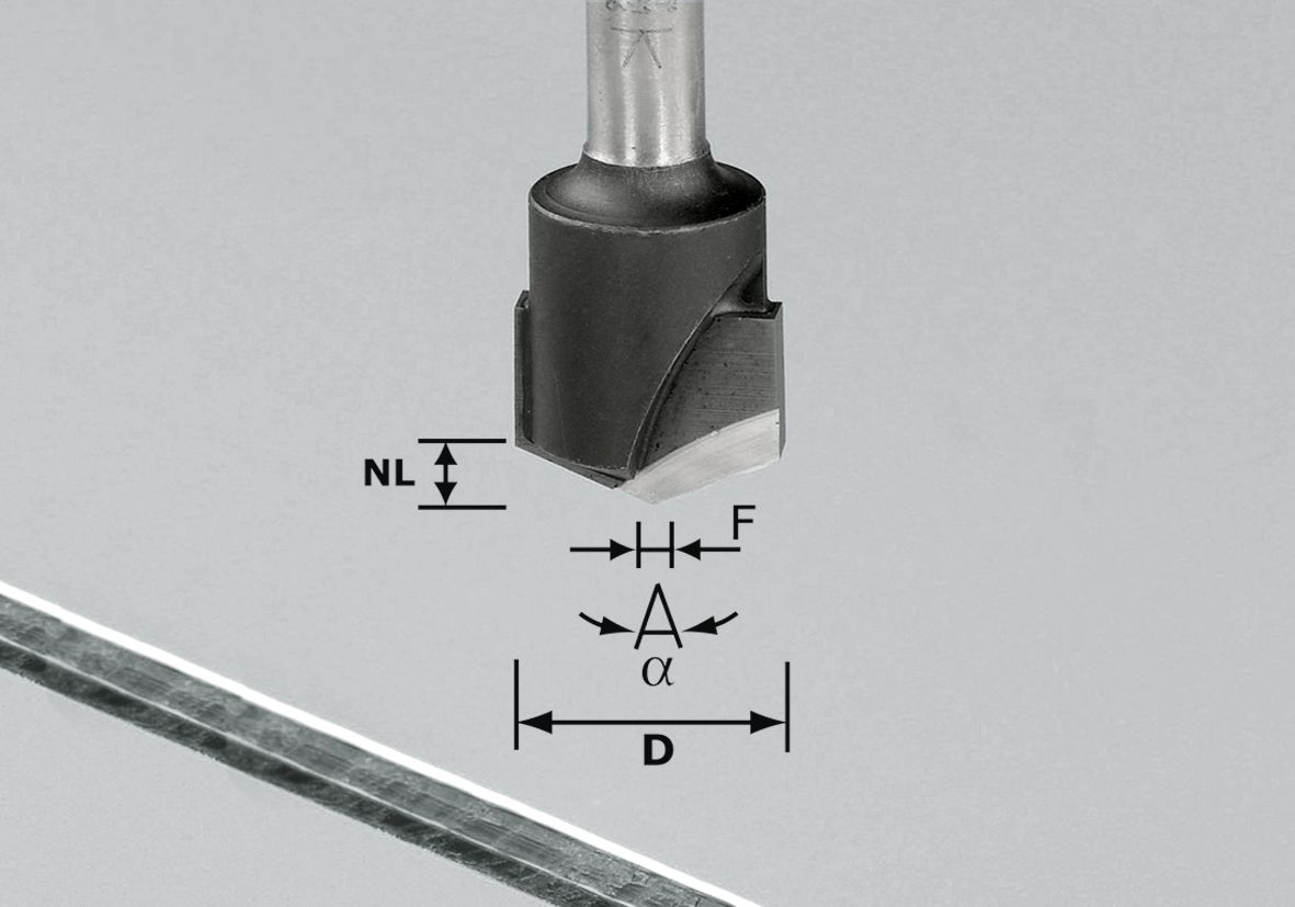 V-Nutfräser HW S8 D18-135°/Alu