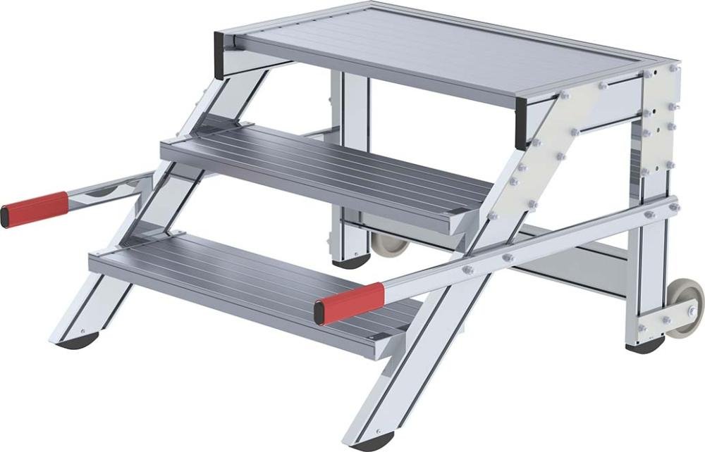 MUNK Alu-Arbeitspodest fahrbar3 Alu-Stufen B 800 mm Podesthöhe 0,59 m Arbeitshöhe bis 2,60 m