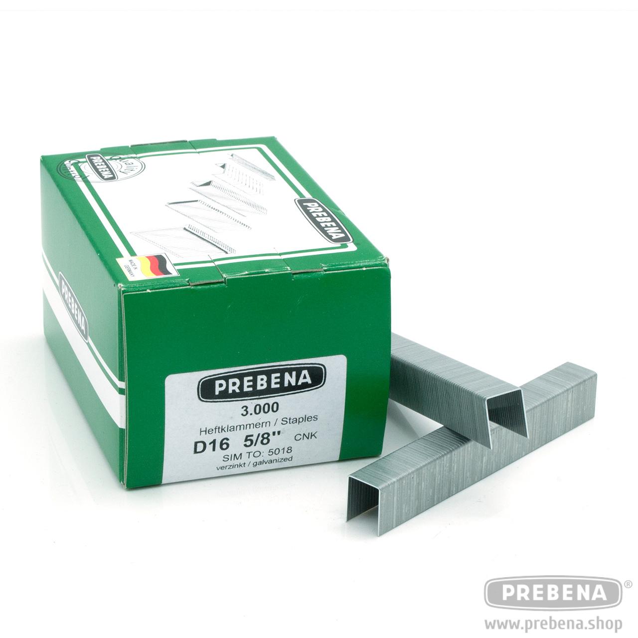Prebena D16CNK Heftklammern verzinkt 16mm Type D 3000 Stück