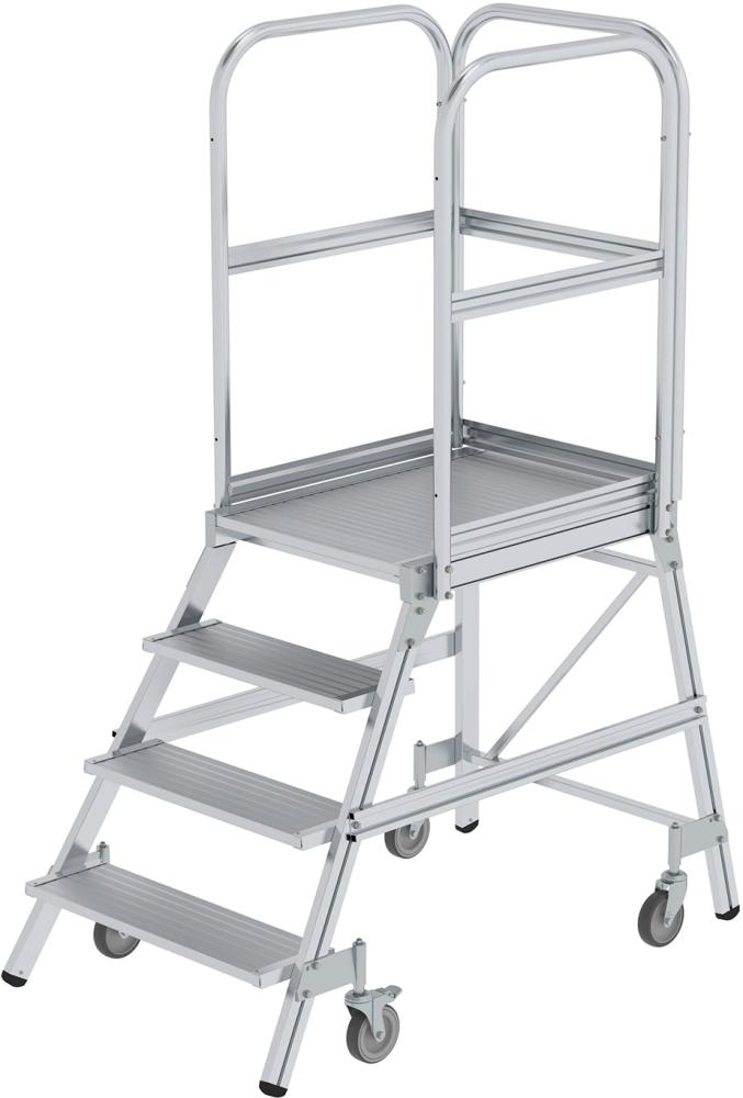 MUNK Aluminium-Podesttreppe, einseitig begehbar, Stufen- und Plattform-Ausführung: Alu, geriffelt