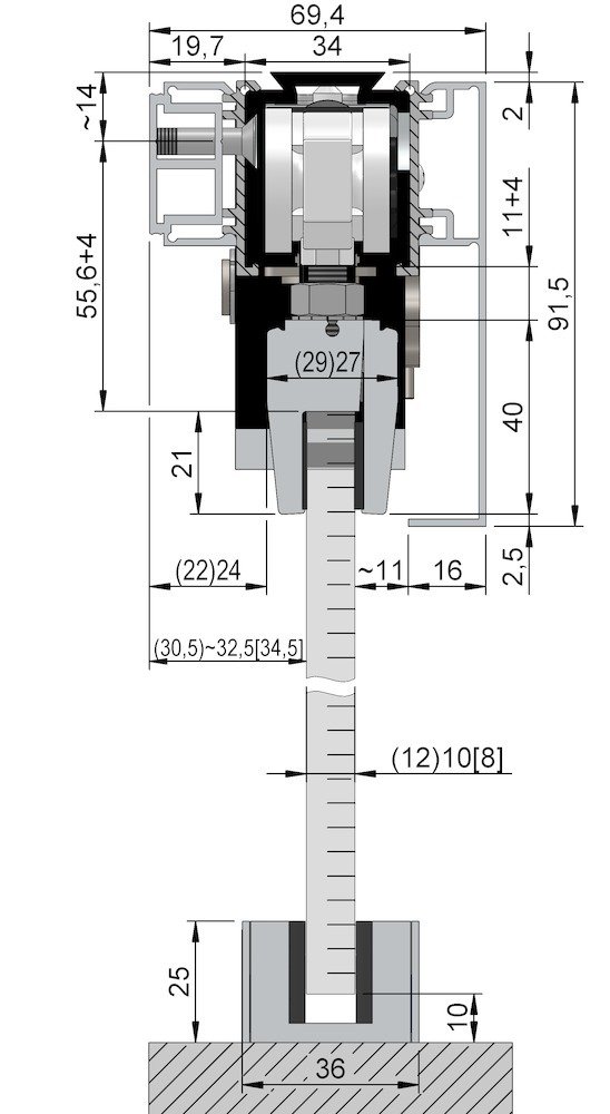 OT-Abdeckkappe,für Türschließer, SmartClose FG, 140, Aluminium, ed.opt. eloxiert