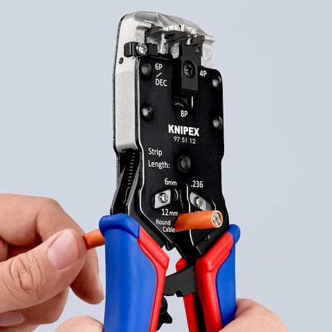 Knipex Crimpzange für Westernstecker 97 51 12 RJ10 RJ11/12 RJ45 200mm
