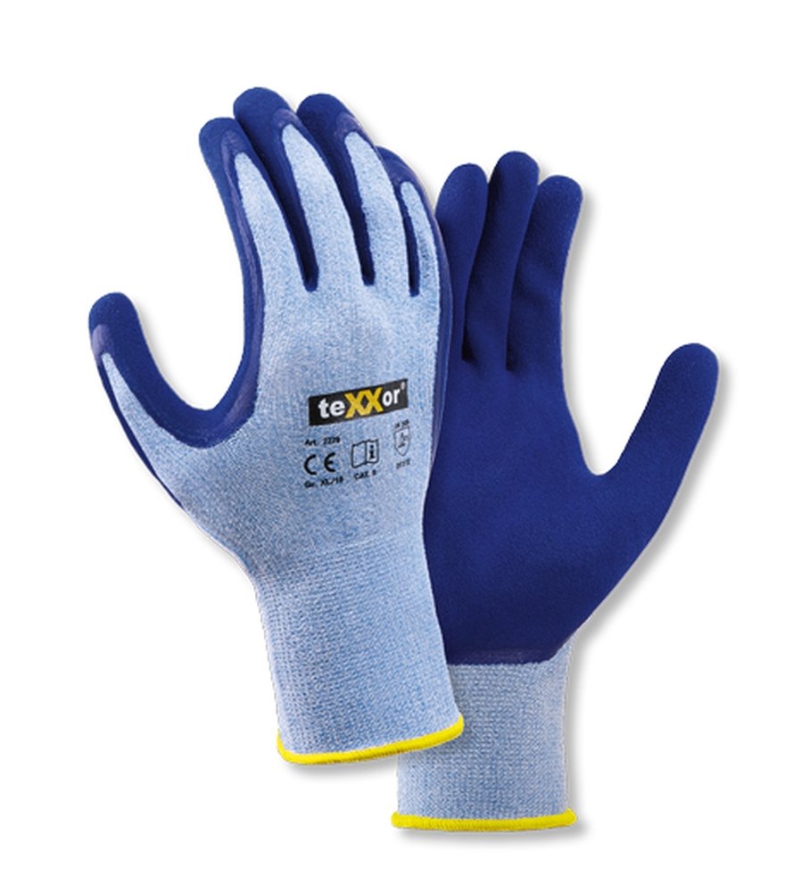teXXor® Polyester-Strickhandschuhe LATEX 11, hellblau meliert/mittelblau