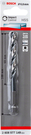Bosch HSS-Sechskant-Spiralbohrer 6,8 mm für Schlagkontrolle., Metallbohrer, HSS-Bohrer, 6,8 mm, Spiralbohrer, Bosch