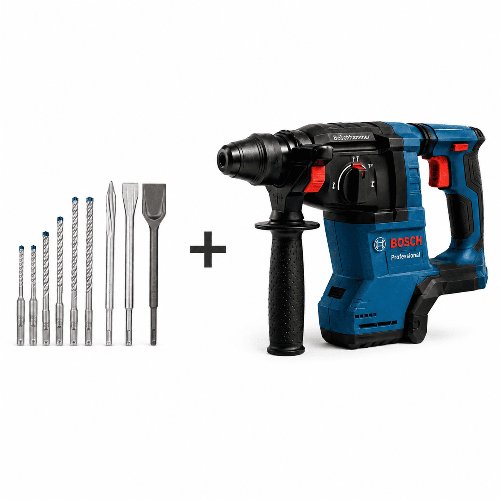 Bosch GBH 18V-26 Set inkl. 6x SDS-plus-7X Bohrer & 3x Meißel