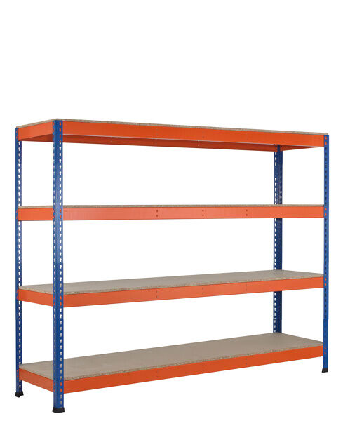 Schulte Weitspannregal Z1 1981x2450x926mm blau/orange/verzinkt 4 Ebenen Fachlast 500kg