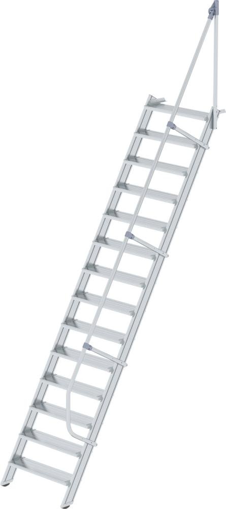 MUNK Alu-Treppe 60 Grad 14 Stufen B 800 mm lichte Höhe 3400 mm Ausladung 2161 mm